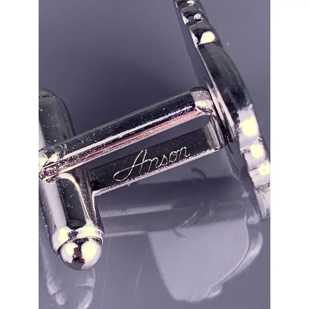 Square Weave Interlocking Cufflinks Tie Tack Pin Silver Tone Anson Vintage